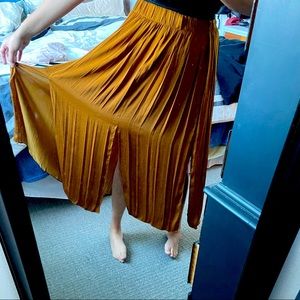 Topshop satin pleated midi skirt